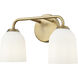 Norah 2 Light 15 inch Vintage Brass Vanity Light Wall Light